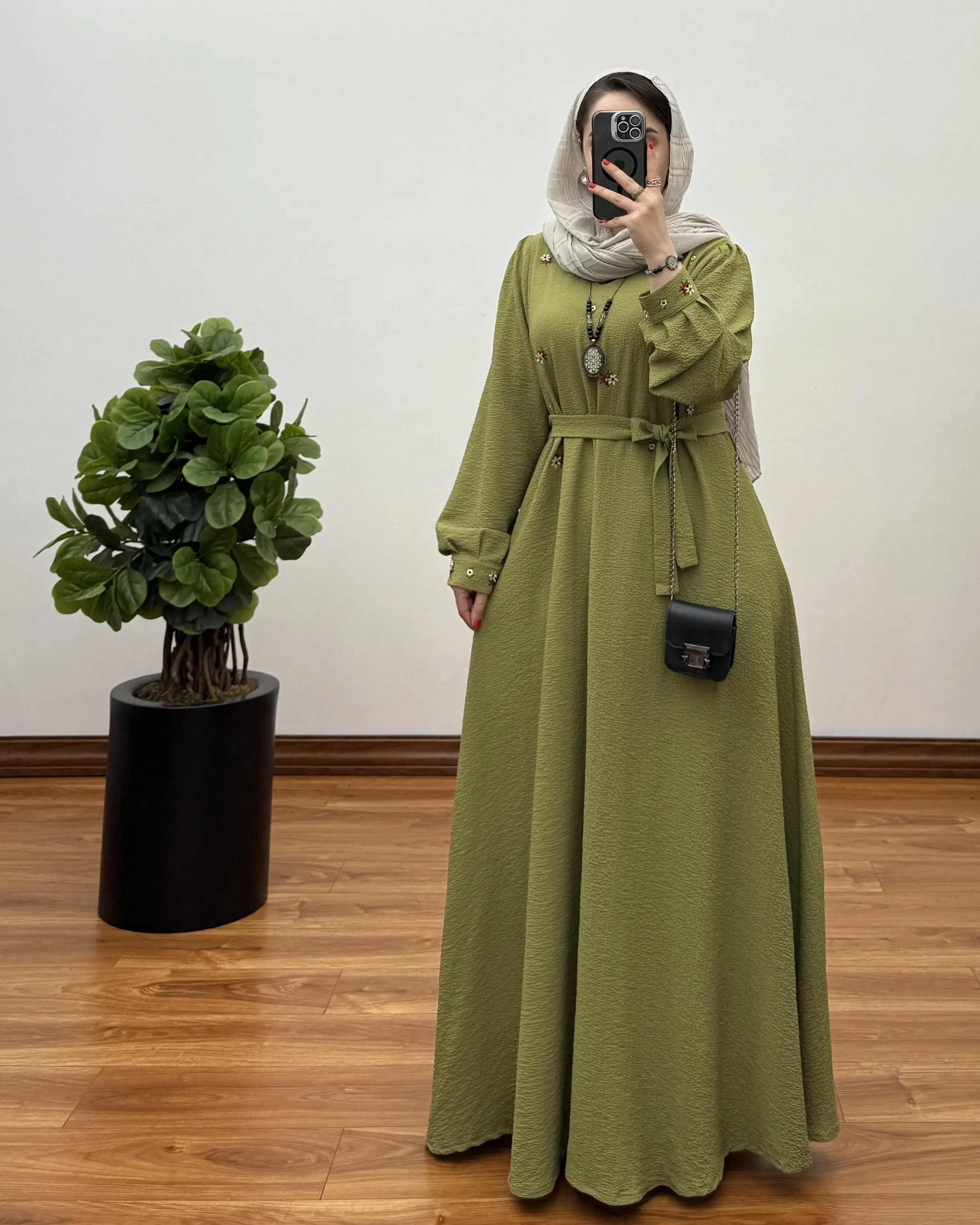 پیراهن مانتویی بلند پفکی مدل راحیل